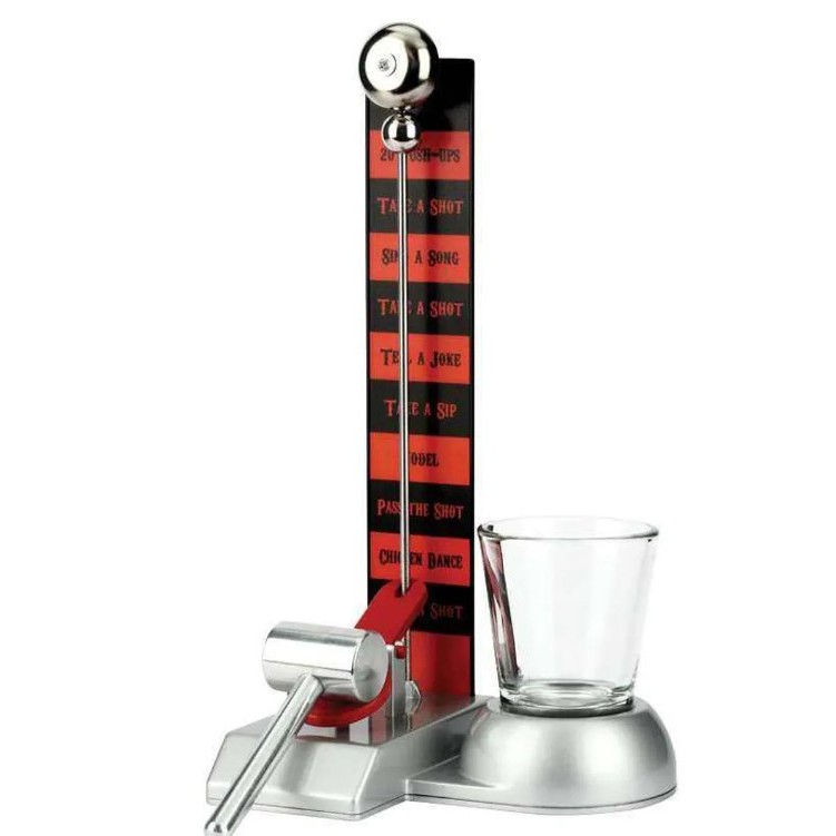 Jocuri de societate - Joc de baut Hammershot cu Pahar Shot 22 cm, Material Sticla, Plastic, Fier, Multicolor