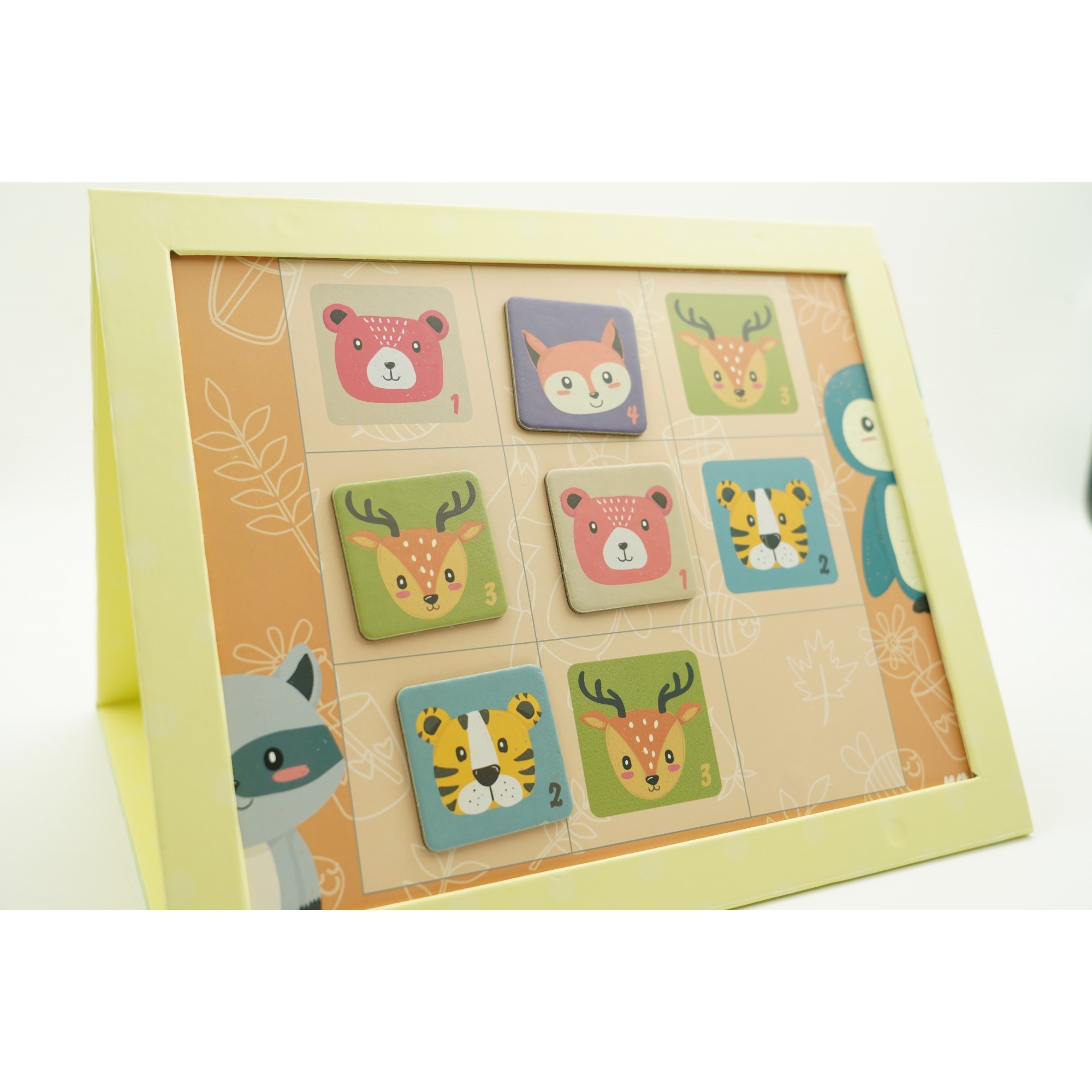 Joc educativ Sudoku cu tablita magnetica, 32 de piese, cartonase cu animale, Verde [9]