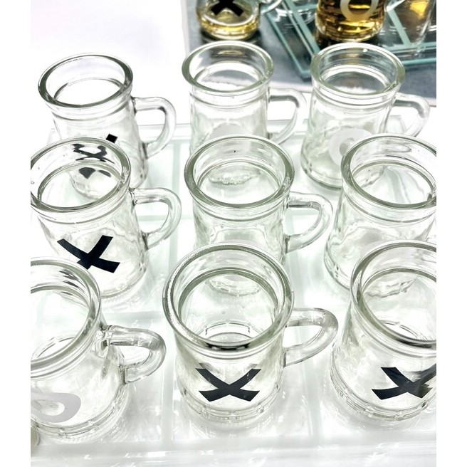 Joc X si O cu Mini Halbe din Sticla, 25 x 25 cm, pentru Petreceri, Decor, Cadouri, Transparent [1]