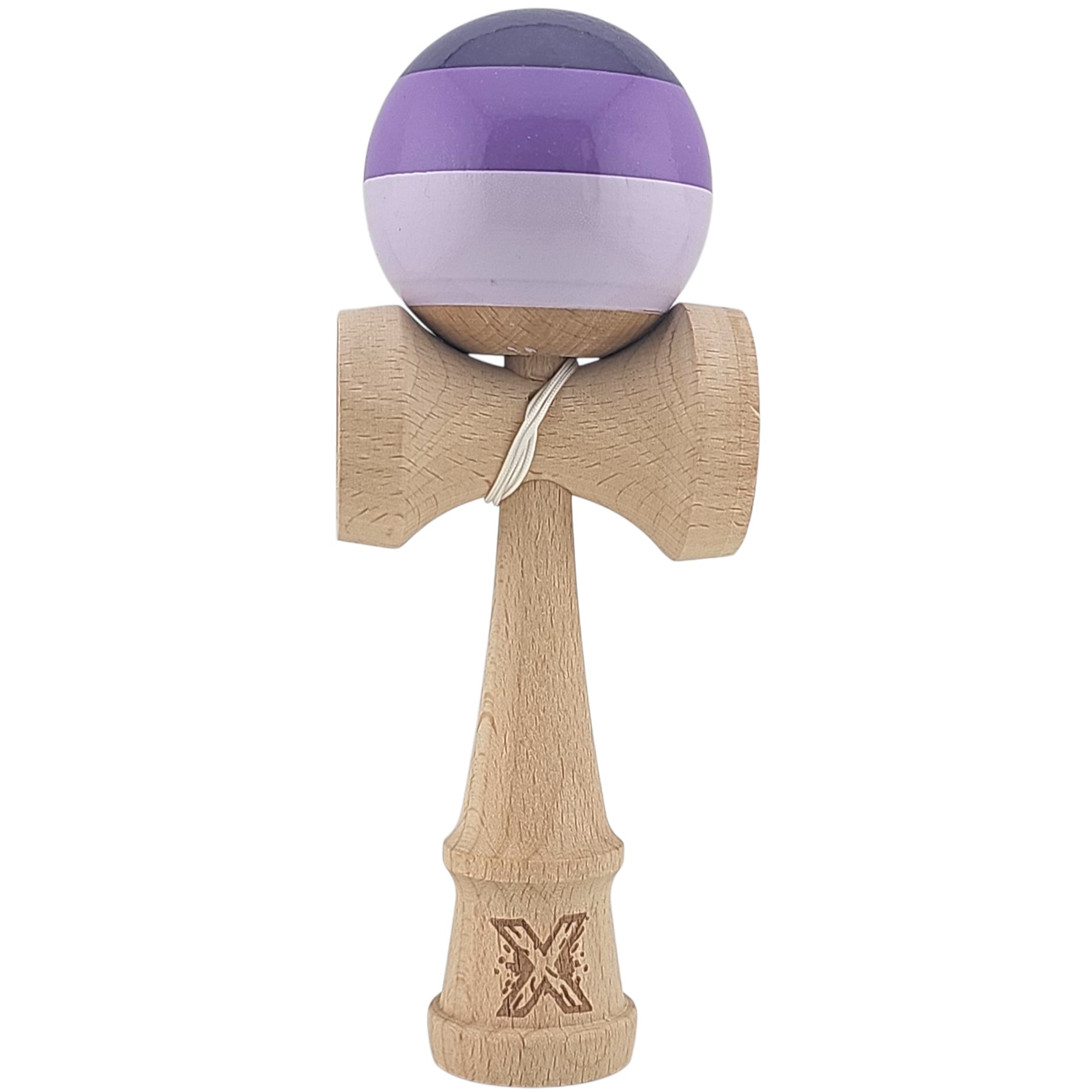 Kendama si Spinnere - Kendama X Originala, Profesionala, Super Sticky din Lemn, 18 cm, Purpuriu/Mov/Lila