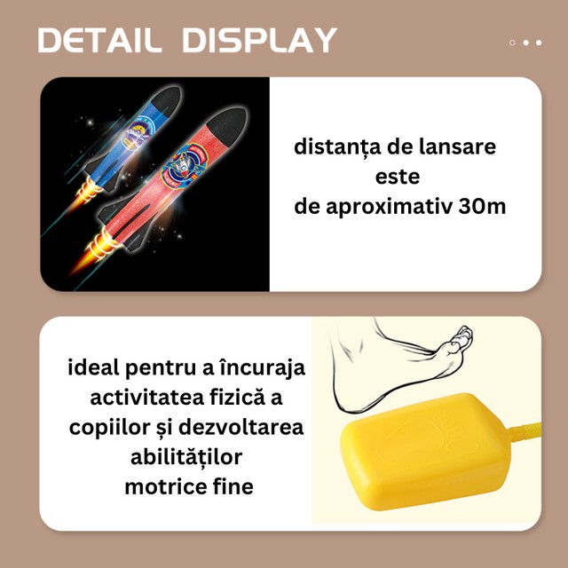 Jucarie pentru copii, lansator rachete cu piciorul, doua lansatoare, 6 rachete, fara lumina [5]