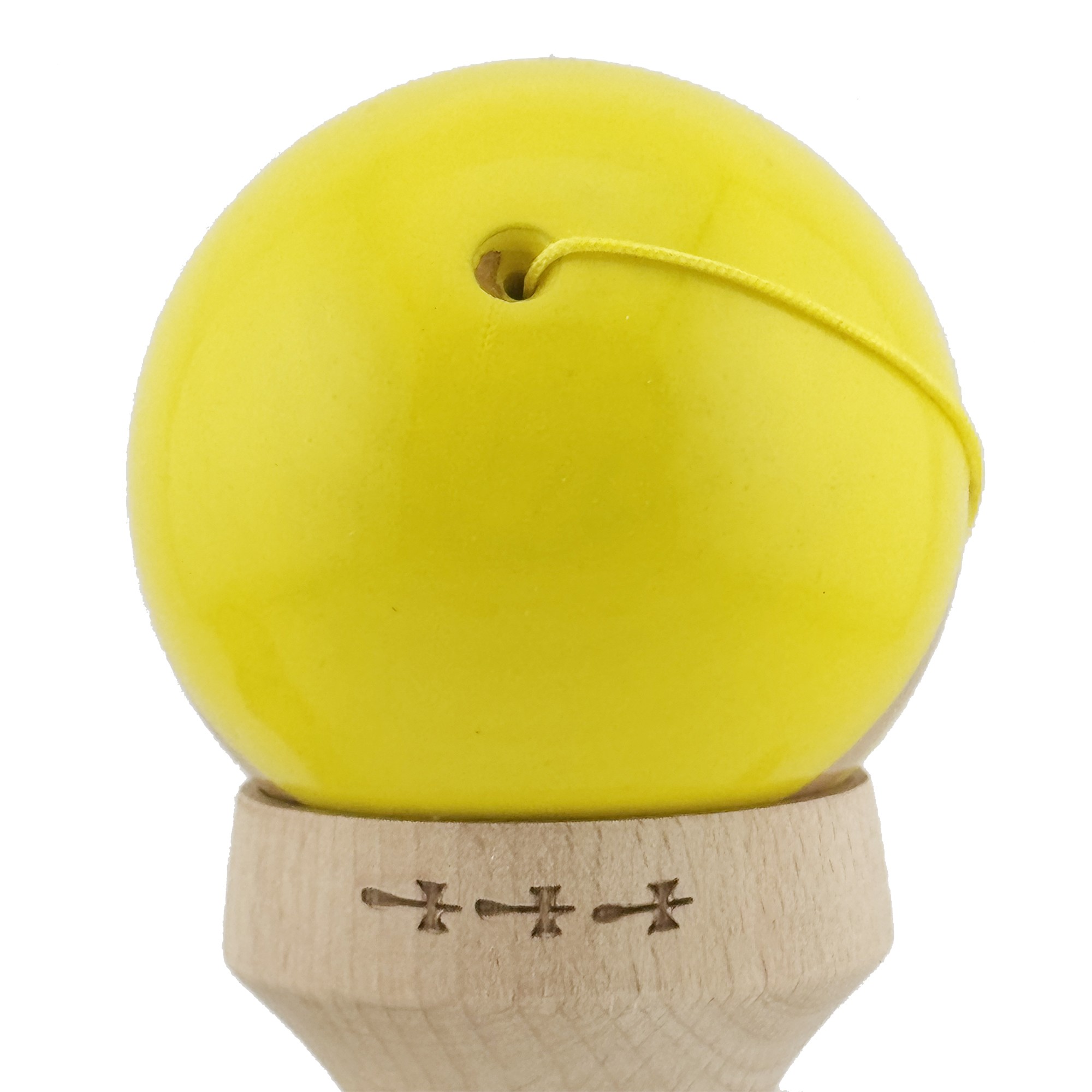 Kendama X Originala RAINBOW, Profesionala, Cupe Mari KING SIZE V3, Super Sticky, Gaura in Baza, Rulment Metalic, din lemn 18 cm, Ata 55 cm, Galben/Maro [8]