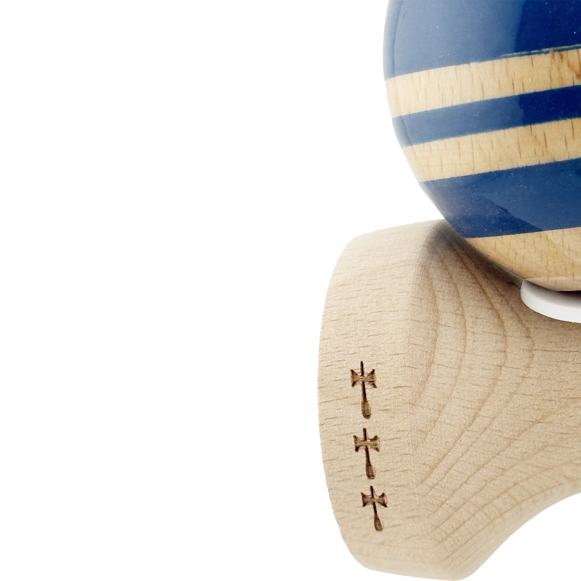 Kendama X Originala RAINBOW, Profesionala, Cupe Mari KING SIZE V3, Super Sticky, Gaura in Baza, Rulment Metalic, din lemn 18 cm, Ata 55 cm, Albastru/Maro [6]