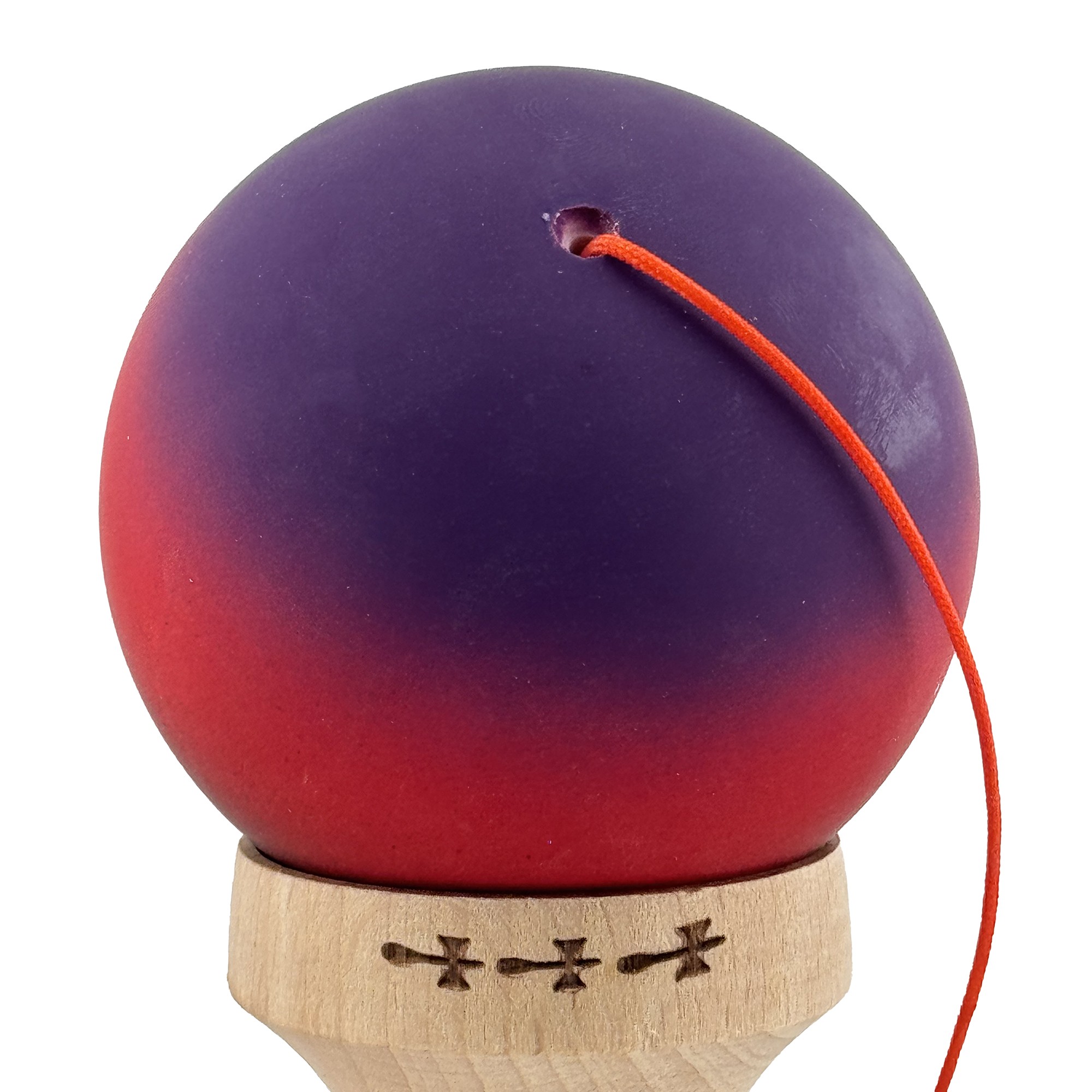 Kendama X Originala, Profesionala, Big Cups V2, Rubber Grip cu Cupe Mari, Rulment Metalic cu Ata 55 cm, Mov/Rosu/Negru [4]