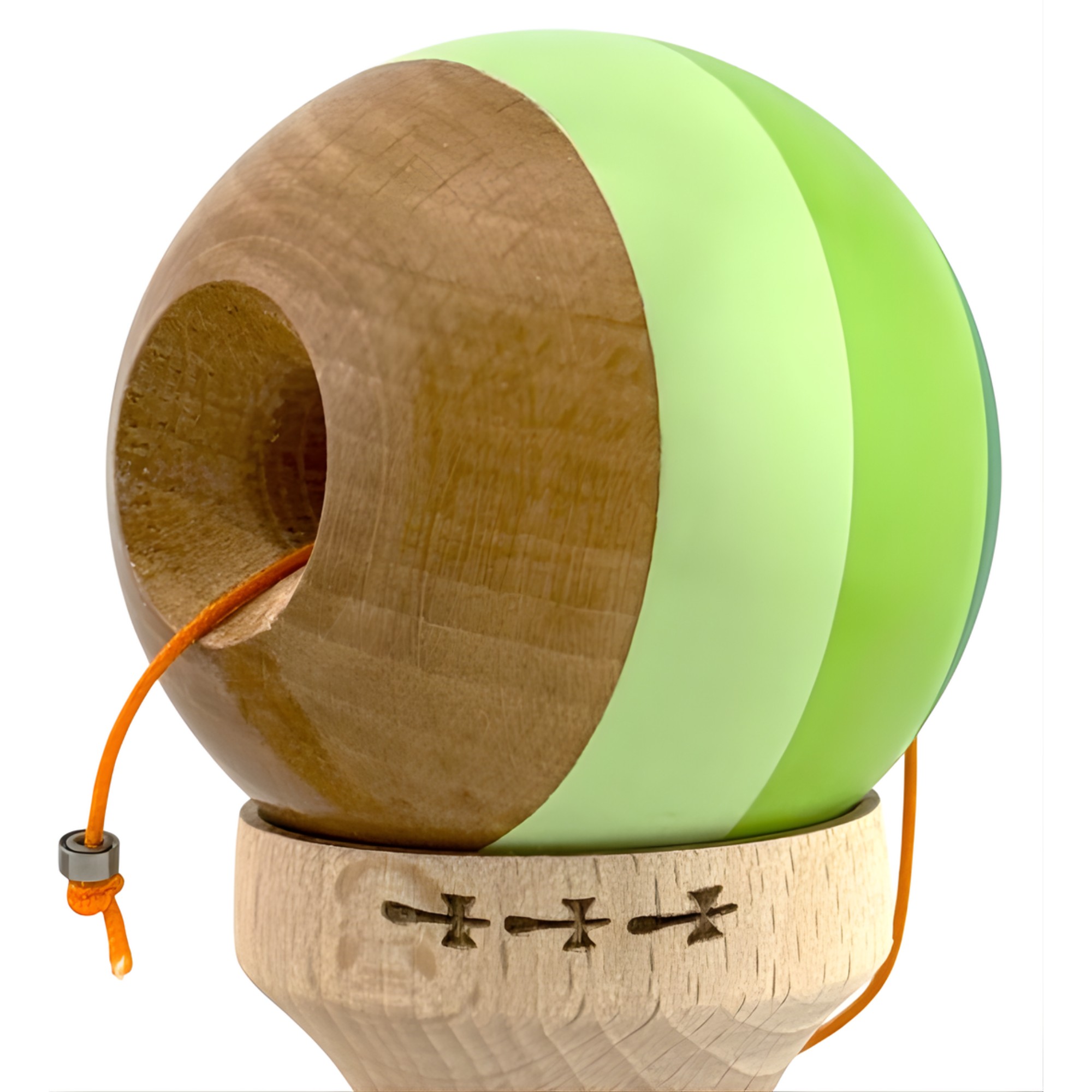 Kendama X Originala, Profesionala, Big Cups V2, Super Sticky Legendary Cupe Mari, Rulment Metalic cu Ata 55 cm, Verde Mix [6]