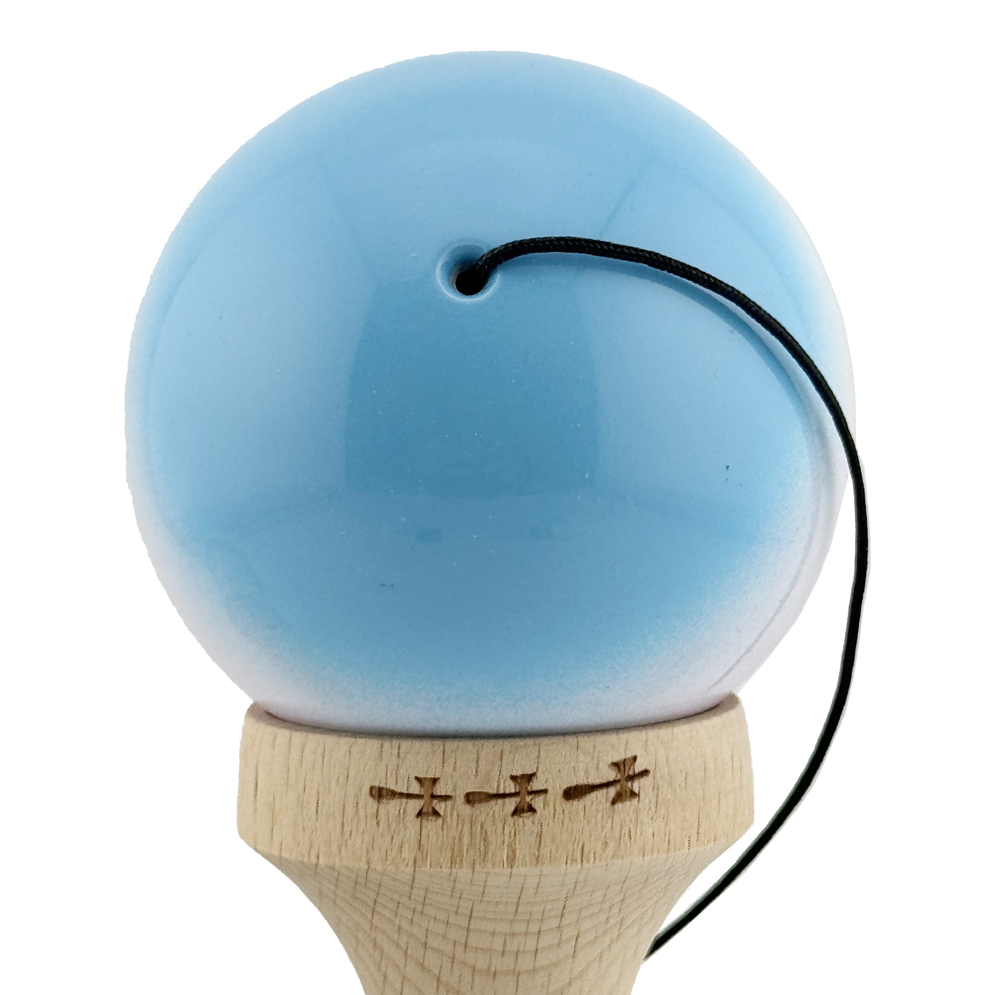 Kendama X Originala, Profesionala, Big Cups V2, Super Sticky cu Cupe Mari, din lemn 18 cm, Rulment Metalic cu Ata 55 cm, Albastru/Alb/Mov [7]