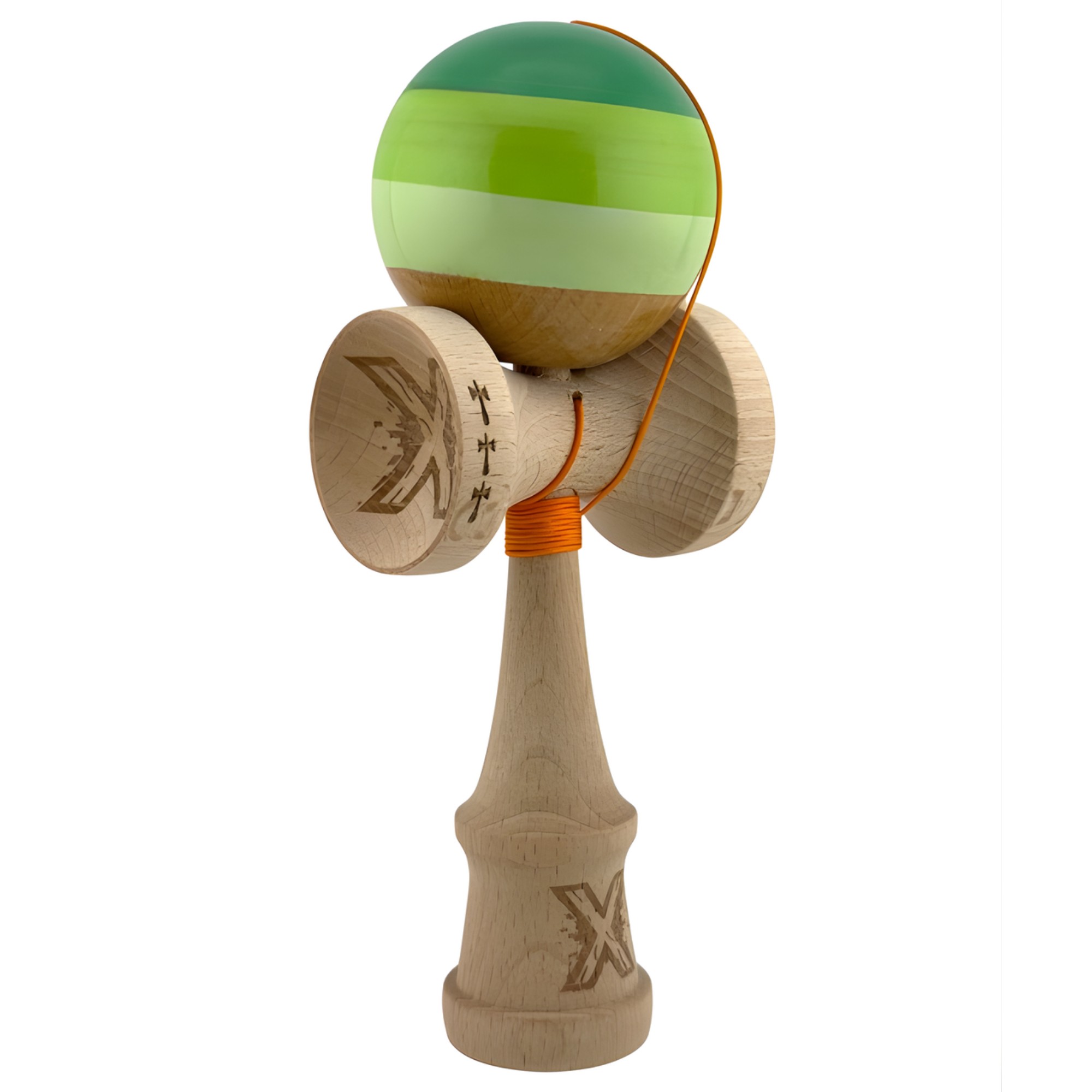 Kendama X Originala, Profesionala, Big Cups V2, Super Sticky Legendary Cupe Mari, Rulment Metalic cu Ata 55 cm, Verde Mix [4]