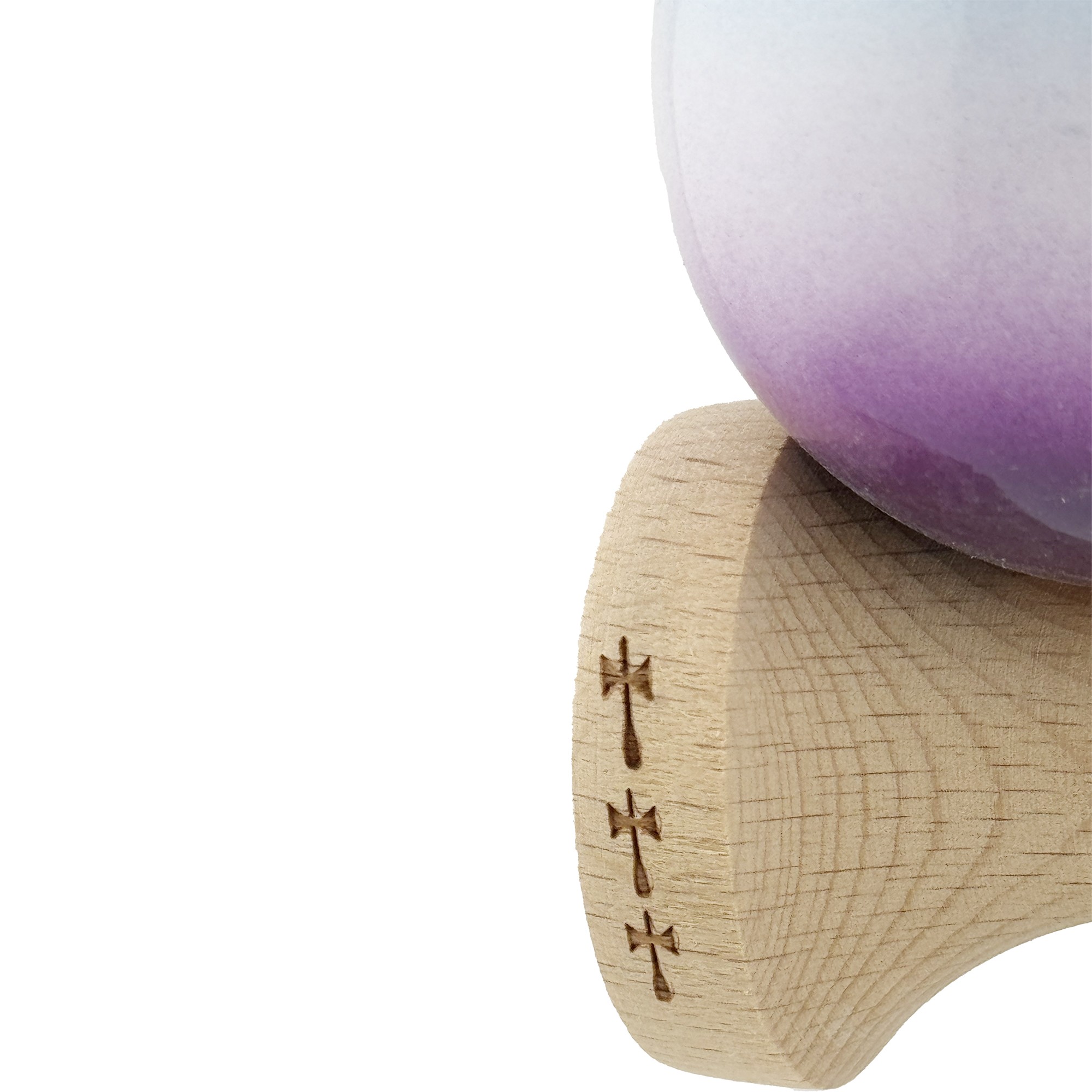 Kendama X Originala, Profesionala, Big Cups V2, Super Sticky cu Cupe Mari, din lemn 18 cm, Rulment Metalic cu Ata 55 cm, Albastru/Alb/Mov [5]