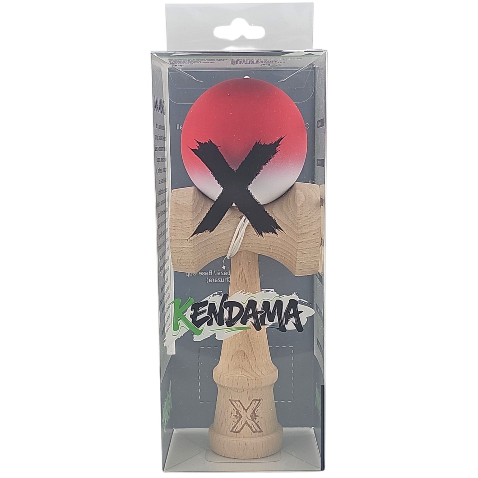 Kendama X Originala, Profesionala, din Lemn, Rubber Grip, 18 cm, Rosu/Alb [3]
