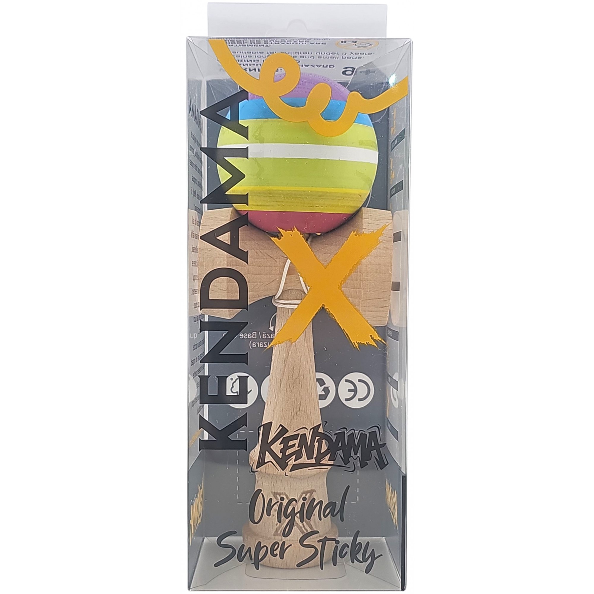 Kendama X Originala, Profesionala, din Lemn, Super Sticky, 18 cm, Multicolor [5]