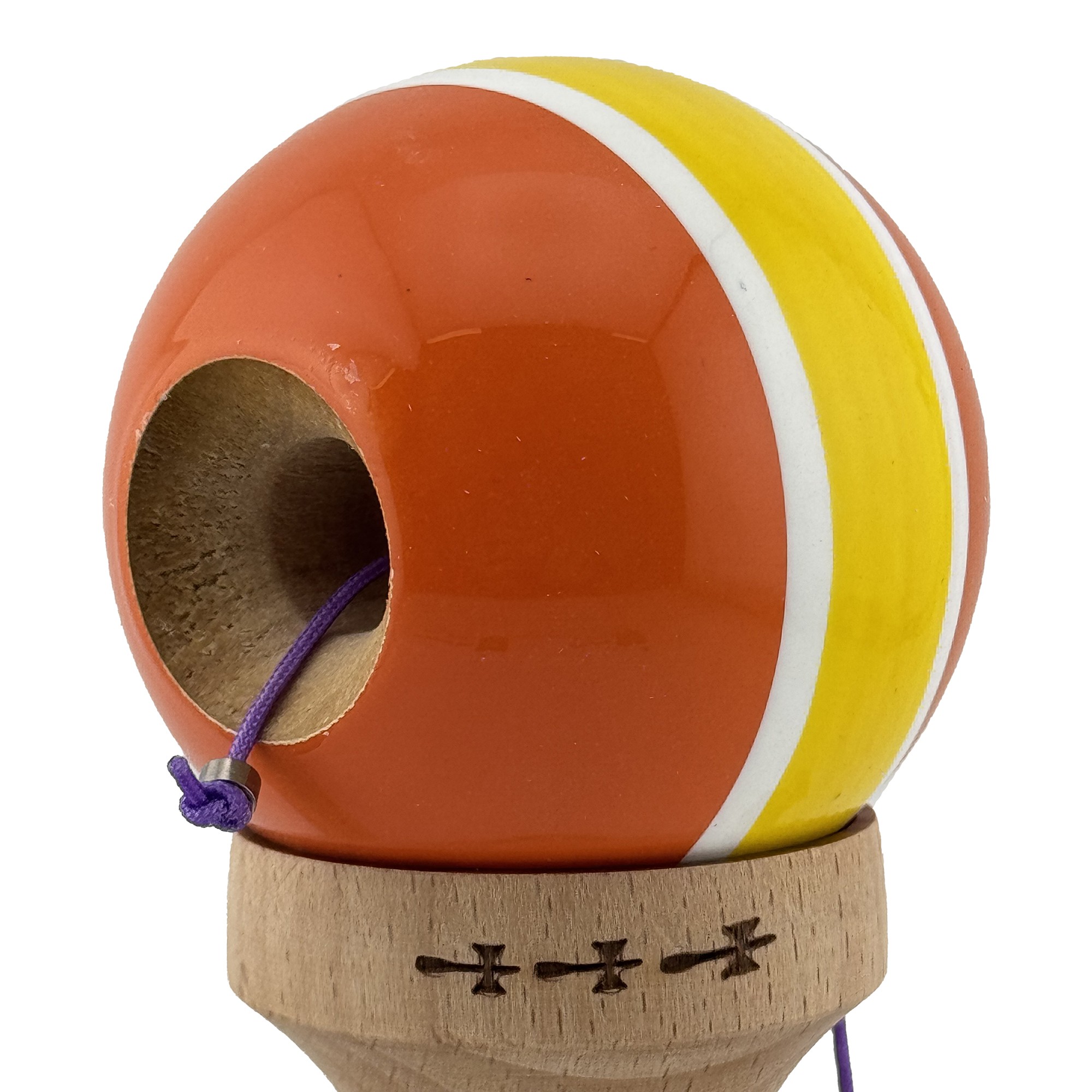 Kendama X Originala, Profesionala, Big Cups V2, Super Sticky Legendary Cupe Mari, Rulment Metalic cu Ata 55 cm, Portocaliu/Galben/Alb [4]