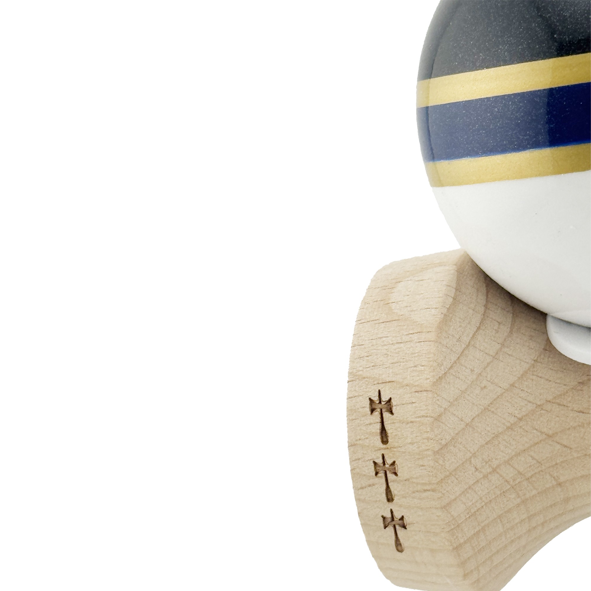 Kendama X Originala ROYAL SPIKE, Profesionala, Cupe Mari KING SIZE V3, Super Sticky, Gaura in Baza, Rulment Metalic, din lemn 18 cm, Ata 55 cm, Inel Albastru inchis [6]