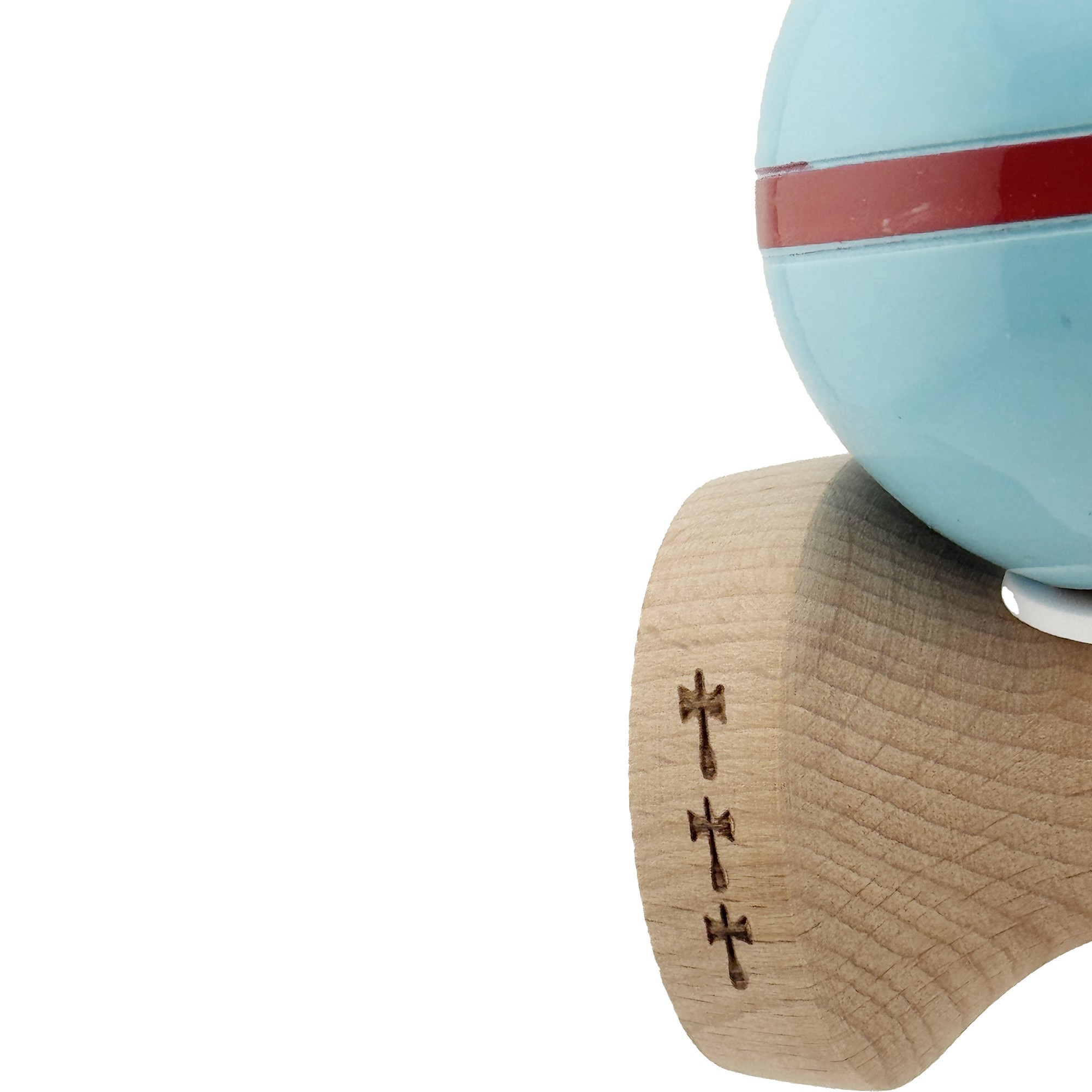 Kendama X Originala Silken, Profesionala, Cupe Mari KING SIZE V3, Super Sticky, Gaura in Baza, Rulment Metalic, din lemn 18 cm, Ata 55 cm, Albastru deschis [6]