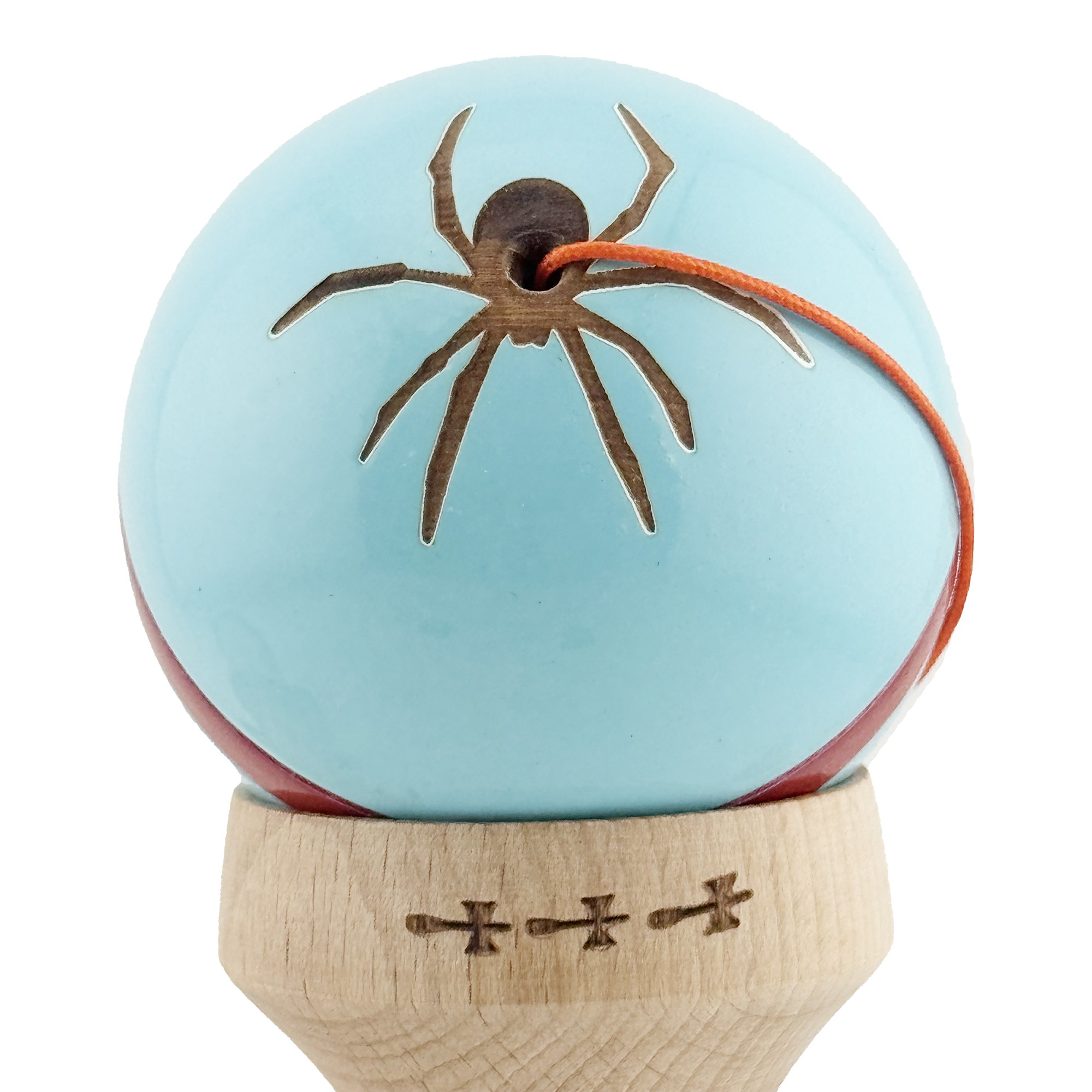 Kendama X Originala Silken, Profesionala, Cupe Mari KING SIZE V3, Super Sticky, Gaura in Baza, Rulment Metalic, din lemn 18 cm, Ata 55 cm, Albastru deschis [8]