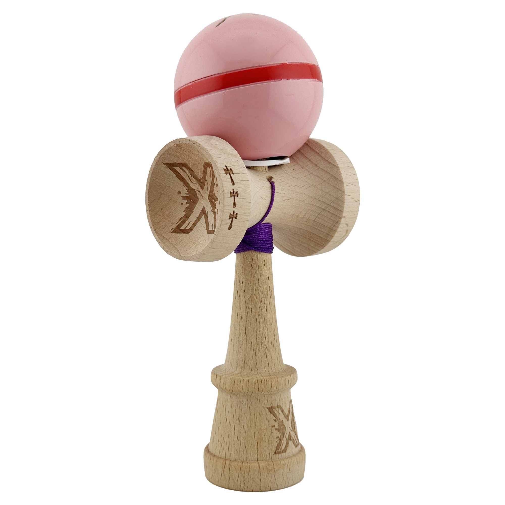 Kendama Silken V3 King Size - Kendama X Originala Silken, Profesionala, Cupe Mari KING SIZE V3, Super Sticky, Gaura in Baza, Rulment Metalic, din lemn 18 cm, Ata 55 cm, Roz