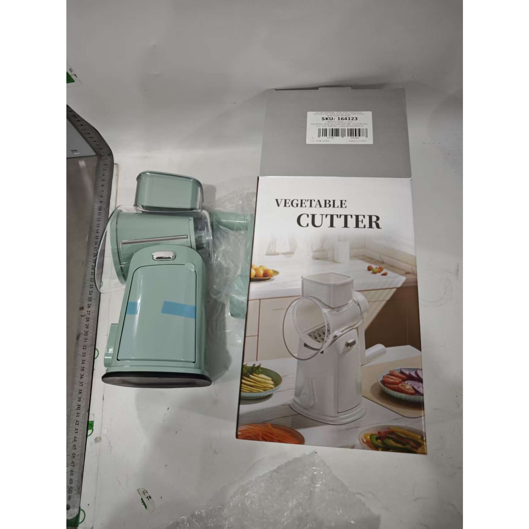 Razatoare Manuala, Rotativa cu Manivela, 6 Lame Interschimbabile, Anti-Stropire, 27 x 13 x 13 cm, Turcoaz [4]