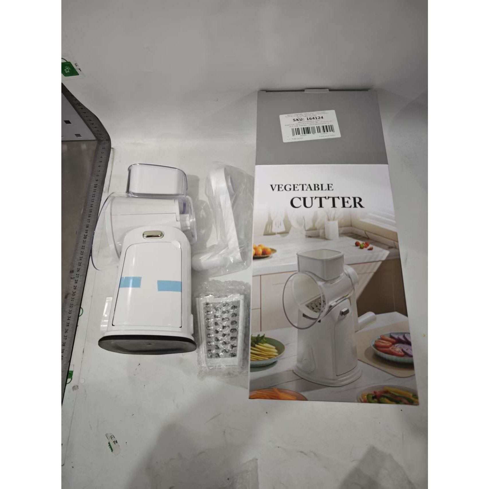 Razatoare Manuala, Rotativa cu Manivela, 10 Lame Interschimbabile, Anti-Stropire, 27 x 13 x 13 cm, Alb [7]