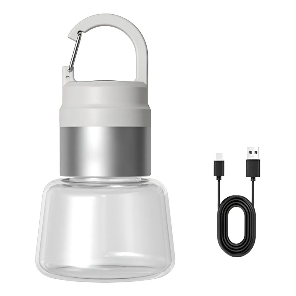 Articole pentru Gradina si Bricolaj - Lampa Portabila, de Voiaj/Camping, Incarcare USB, IPX5, LED RGB, din ABS, 300 mAh, 10 x 5.5 x 5.5 cm, Alb