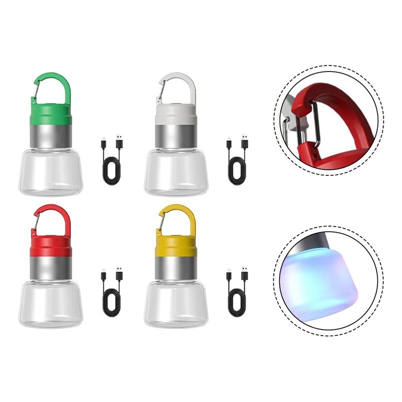 Lampa Portabila, de Voiaj/Camping, Incarcare USB, IPX5, LED RGB, din ABS, 300 mAh, 10 x 5.5 x 5.5 cm, Galben [3]