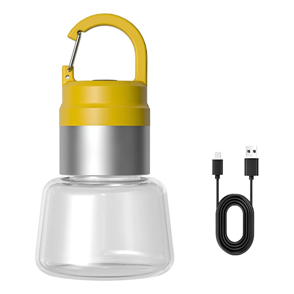 Articole pentru Gradina si Bricolaj - Lampa Portabila, de Voiaj/Camping, Incarcare USB, IPX5, LED RGB, din ABS, 300 mAh, 10 x 5.5 x 5.5 cm, Galben