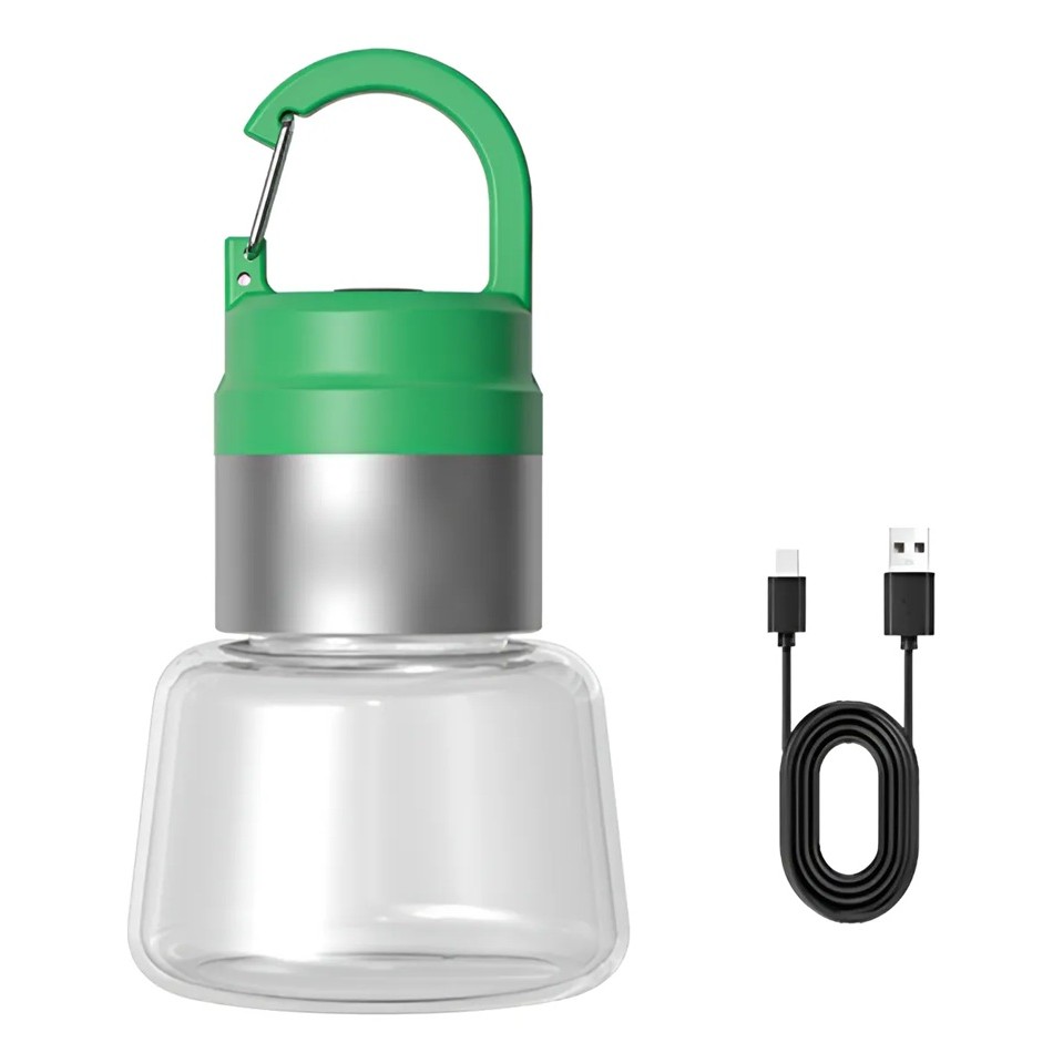 Articole pentru Gradina si Bricolaj - Lampa Portabila, de Voiaj/Camping, Incarcare USB, IPX5, LED RGB, din ABS, 300 mAh, 10 x 5.5 x 5.5 cm, Verde