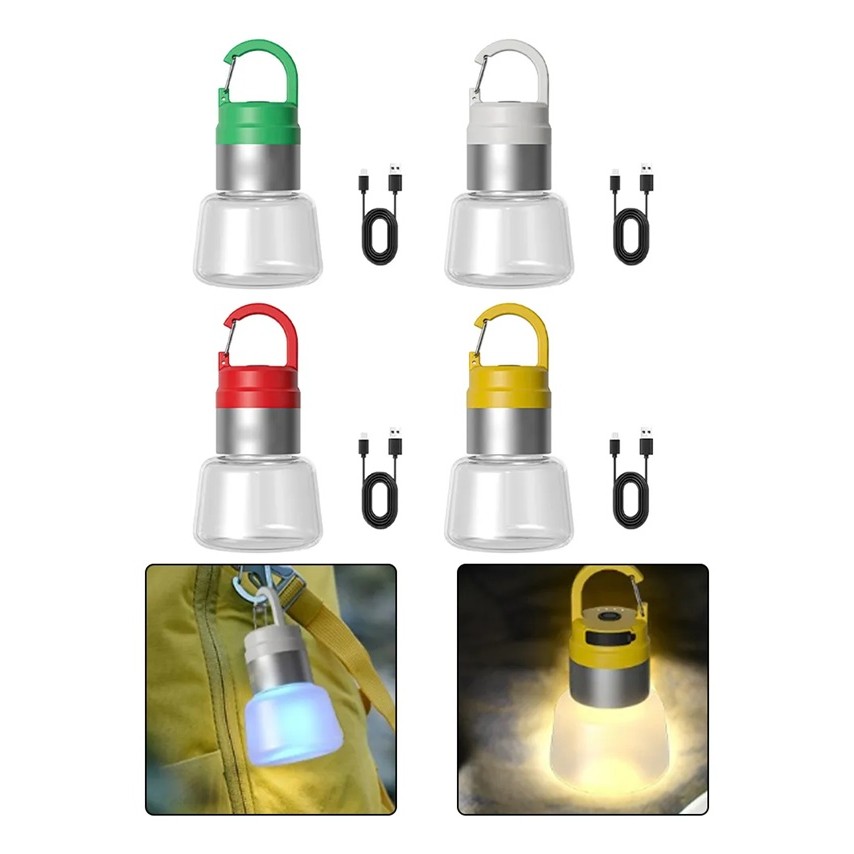 Lampa Portabila, de Voiaj/Camping, Incarcare USB, IPX5, LED RGB, din ABS, 300 mAh, 10 x 5.5 x 5.5 cm, Verde [4]