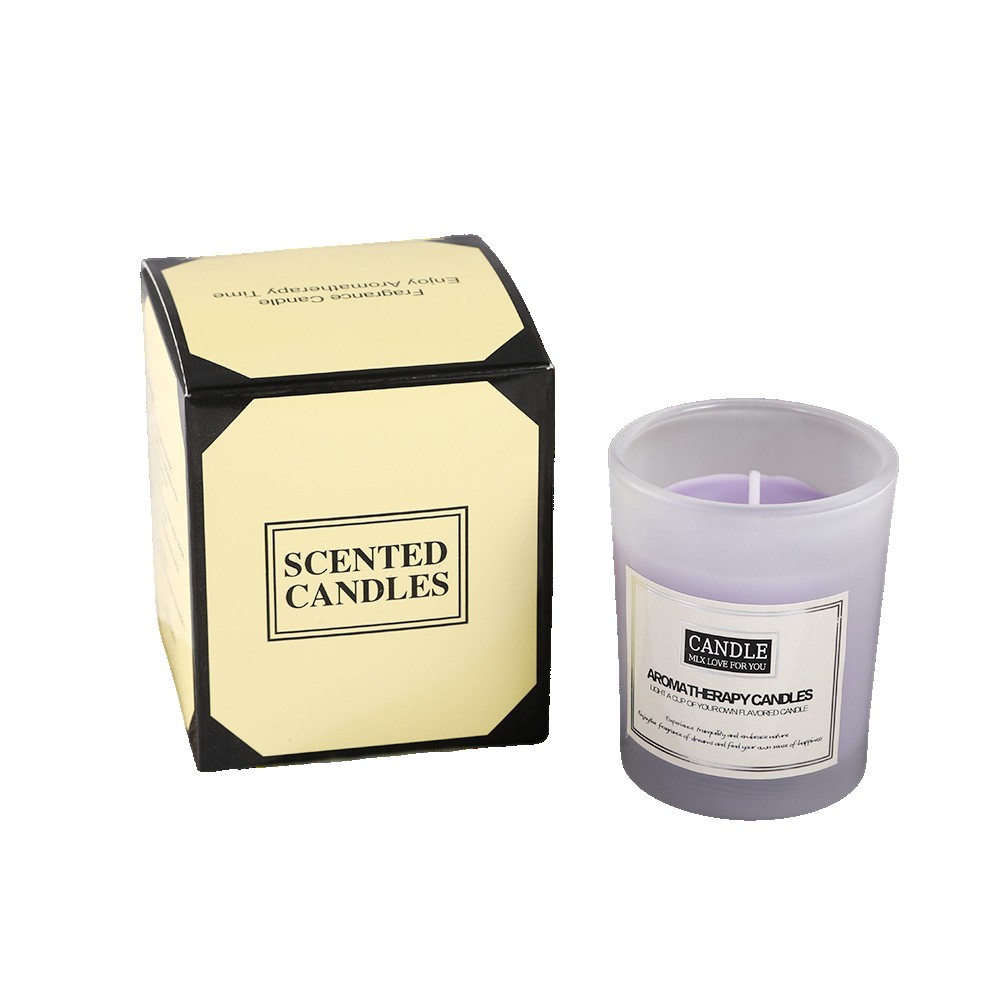 Lumanari - Lumanare Parfumata, Model Borcan Translucid, 6.2 x 5.2 cm, Aroma de Lavanda, Mov