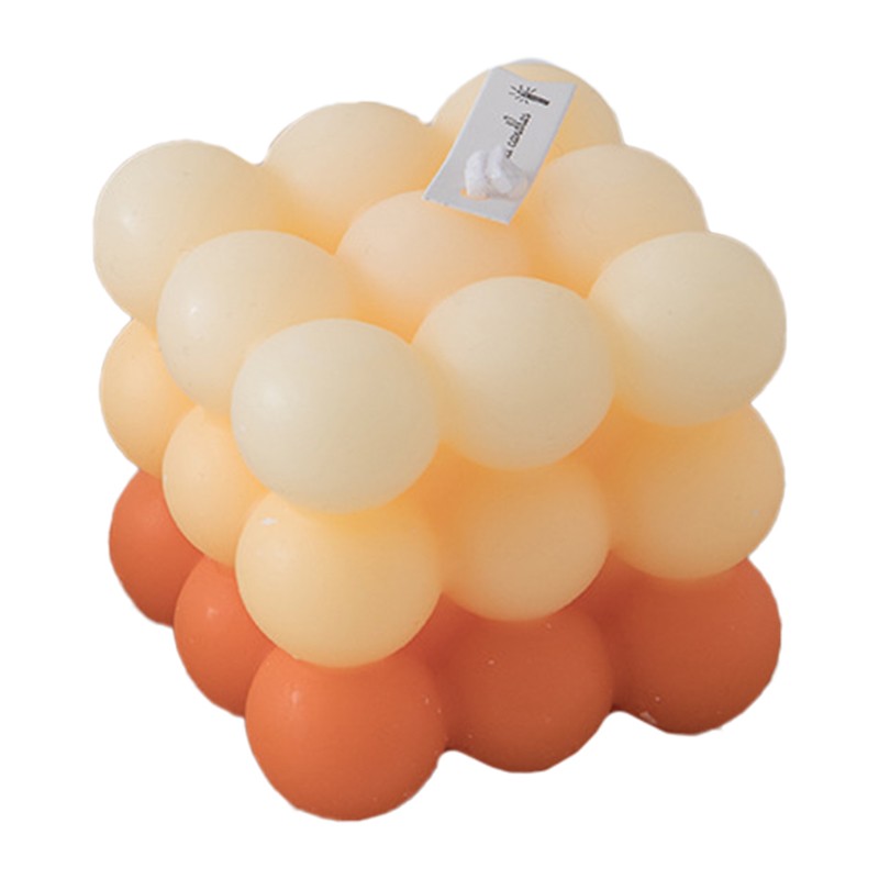 Lumanari - Lumanare Parfumata, din Ceara De Soia, Model Cub, Gradient in 3 Culori Pale, 6x6x6 cm, Aroma de Portocale, Orange