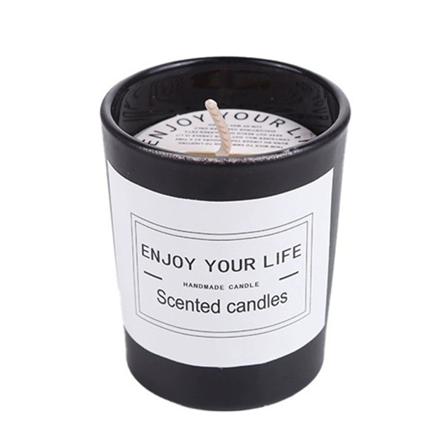 Lumanari - Lumanare Parfumata, Model Pahar Negru, Aroma de Mure, din Ceara de Soia, 6.2 x 5.2 cm, Negru