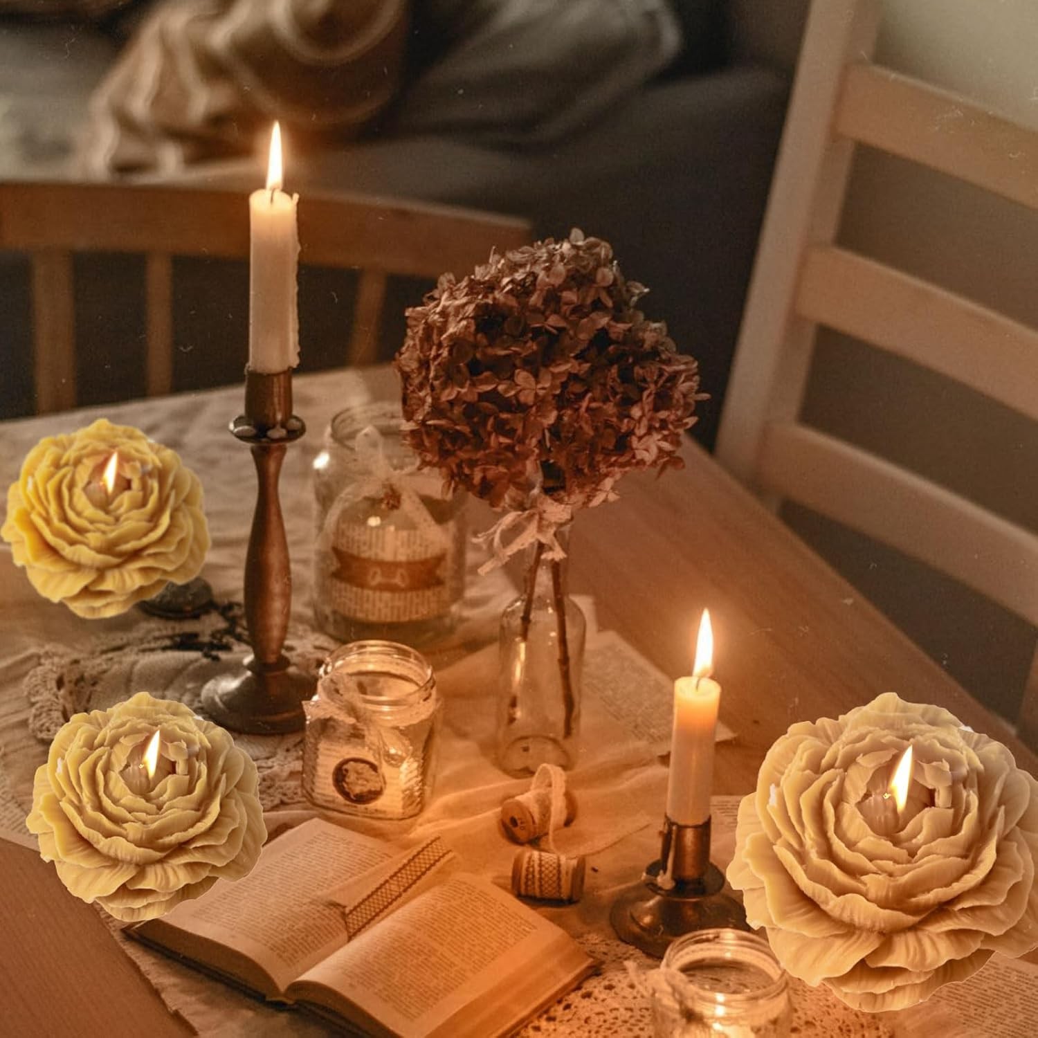 Lumanare Parfumata, Model Trandafir, Ardere 10h, 70 g, 7.5 x 3.5 cm, Parfum de Citrice, Portocaliu [3]