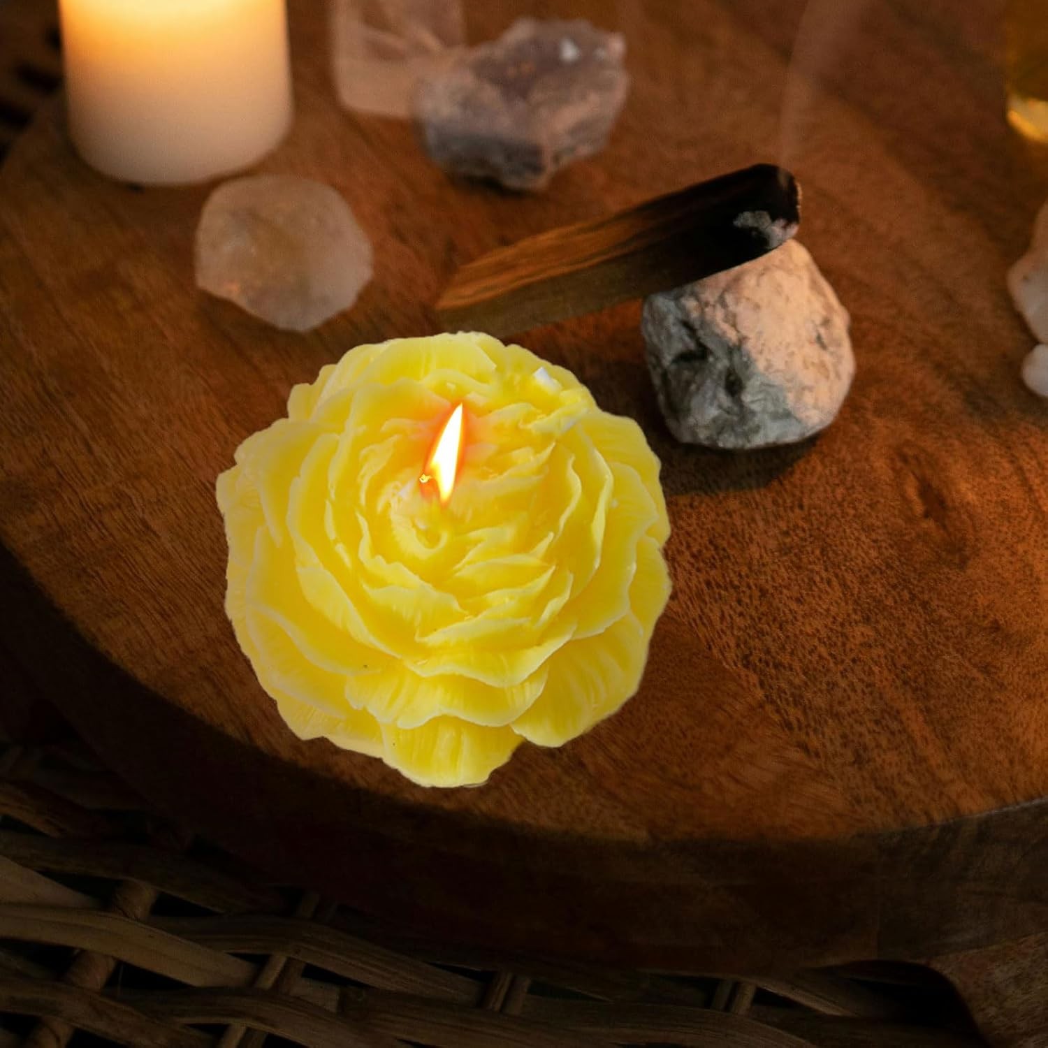 Lumanare Parfumata, Model Trandafir, Ardere 10h, 70 g, 7.5 x 3.5 cm, Parfum de Citrice, Galben [1]