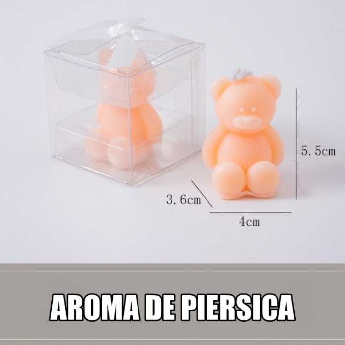 Lumanare Parfumata, Model Ursulet, Portocalie, Aroma de Piersica, 5.5x3.6x4 cm [1]