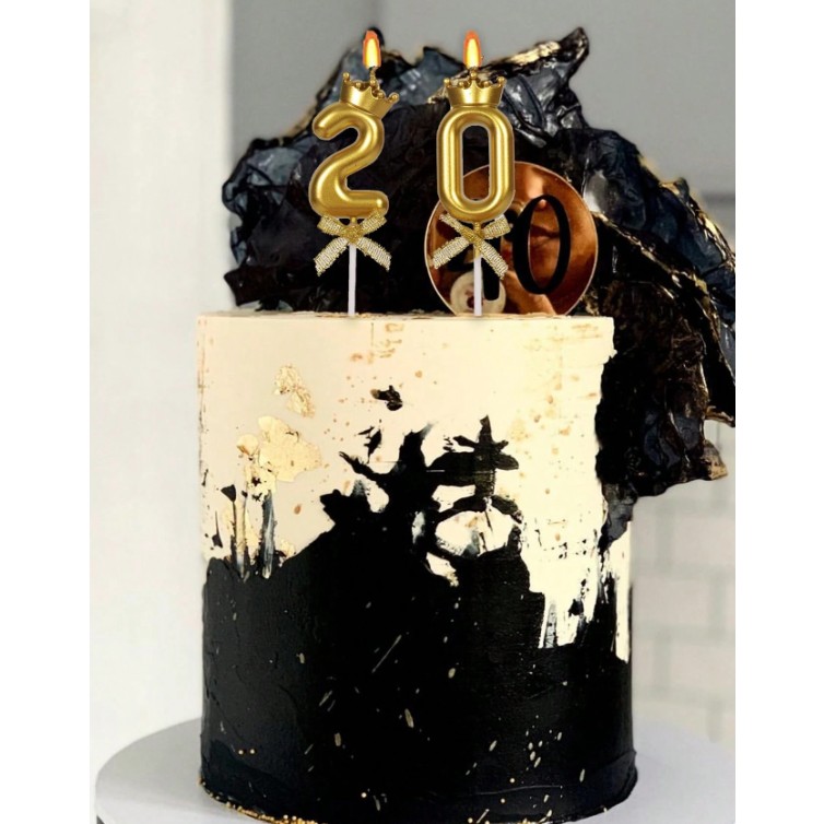 Lumanare pentru Tort Cifra 0, Model Coroana, Gold, Party [9]