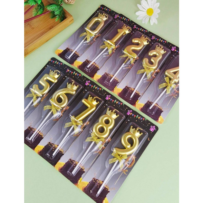 Lumanare pentru Tort Cifra 8, Model Coroana, Gold, Party [7]