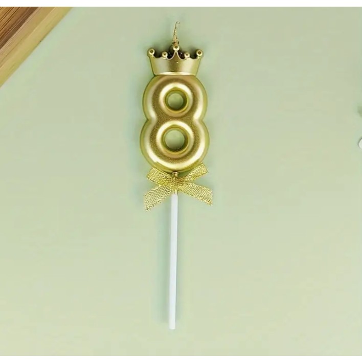 Lumanare pentru Tort Cifra 8, Model Coroana, Gold, Party [10]