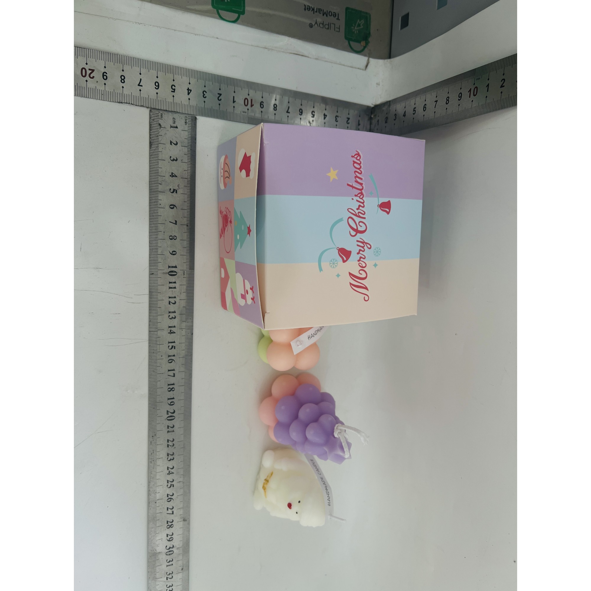 Lumanari Parfumate de Craciun, Gift Box Set cu 3 Lumanari Aromaterapie, 11 x 11 x 7.5 cm, Mov Roz [2]