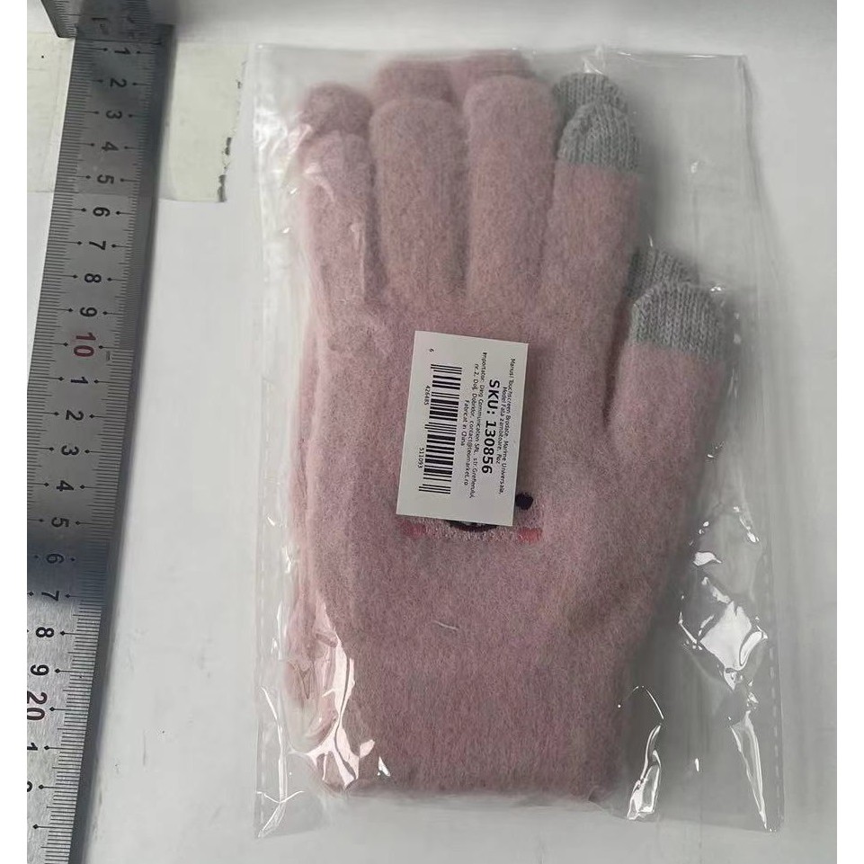 Manusi Dama, Model Fata Zambitoare, Functie Touchscreen (ecran tactil), Material Lana Brodata, Manseta Elastica, Interior Pufos, Marime Universala, Roz [1]