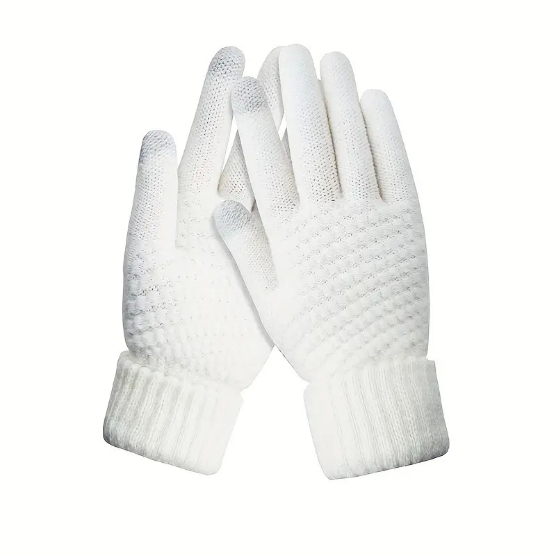 Perne Voiaj, Paturi si Textile - Manusi de Dama, Functie Touchscreen (ecran tactil), Material Acril Tricotat, Manseta Elastica, Interior Catifelat, Marime Universala, Alb