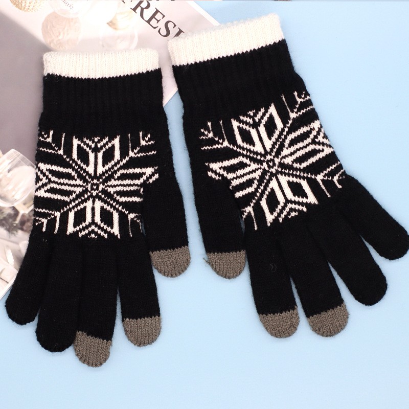 Manusi de Barbat, Model Fulg, Functie Touchscreen (ecran tactil), Material Acril Tricotat, Manseta Elastica, Interior Catifelat, Marime Universala, Negru [3]