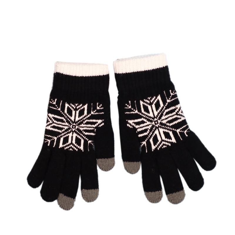 Manusi de Barbat, Model Fulg, Functie Touchscreen (ecran tactil), Material Acril Tricotat, Manseta Elastica, Interior Catifelat, Marime Universala, Negru [4]