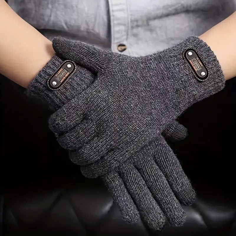 Manusi de Barbat, Model Tricotat, Functie Touchscreen (ecran tactil), Material Acril, Manseta Elastica, Interior Catifelat, Marime Universala, Gri [1]