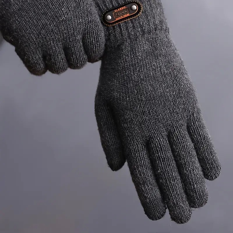 Manusi de Barbat, Model Tricotat, Functie Touchscreen (ecran tactil), Material Acril, Manseta Elastica, Interior Catifelat, Marime Universala, Gri [6]