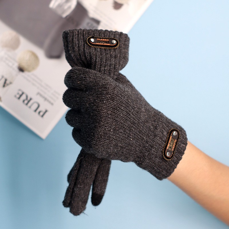 Manusi de Barbat, Model Tricotat, Functie Touchscreen (ecran tactil), Material Acril, Manseta Elastica, Interior Catifelat, Marime Universala, Gri [8]