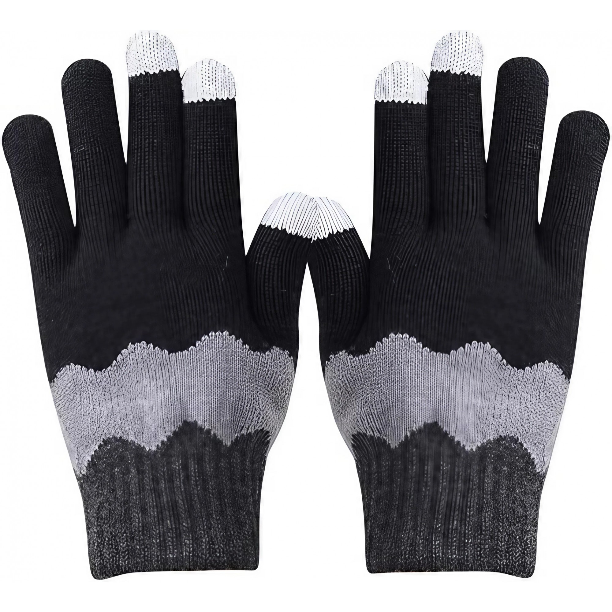 Perne Voiaj, Paturi si Textile - Manusi de Dama, Model Ondulat, Functie Touchscreen (ecran tactil), Material Acril Tricotat, Manseta Elastica, Interior Catifelat, Marime Universala, Negru/Gri