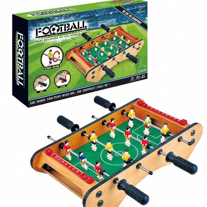 Masa de fotbal cu teren si 12 jucatori 4 manere, cu Tablou pentru Scor, din Metal, Lemn si ABS, 37.5 x 21 x 9.5 cm, Margini Rotunjite, pentru copii/adulti [6]