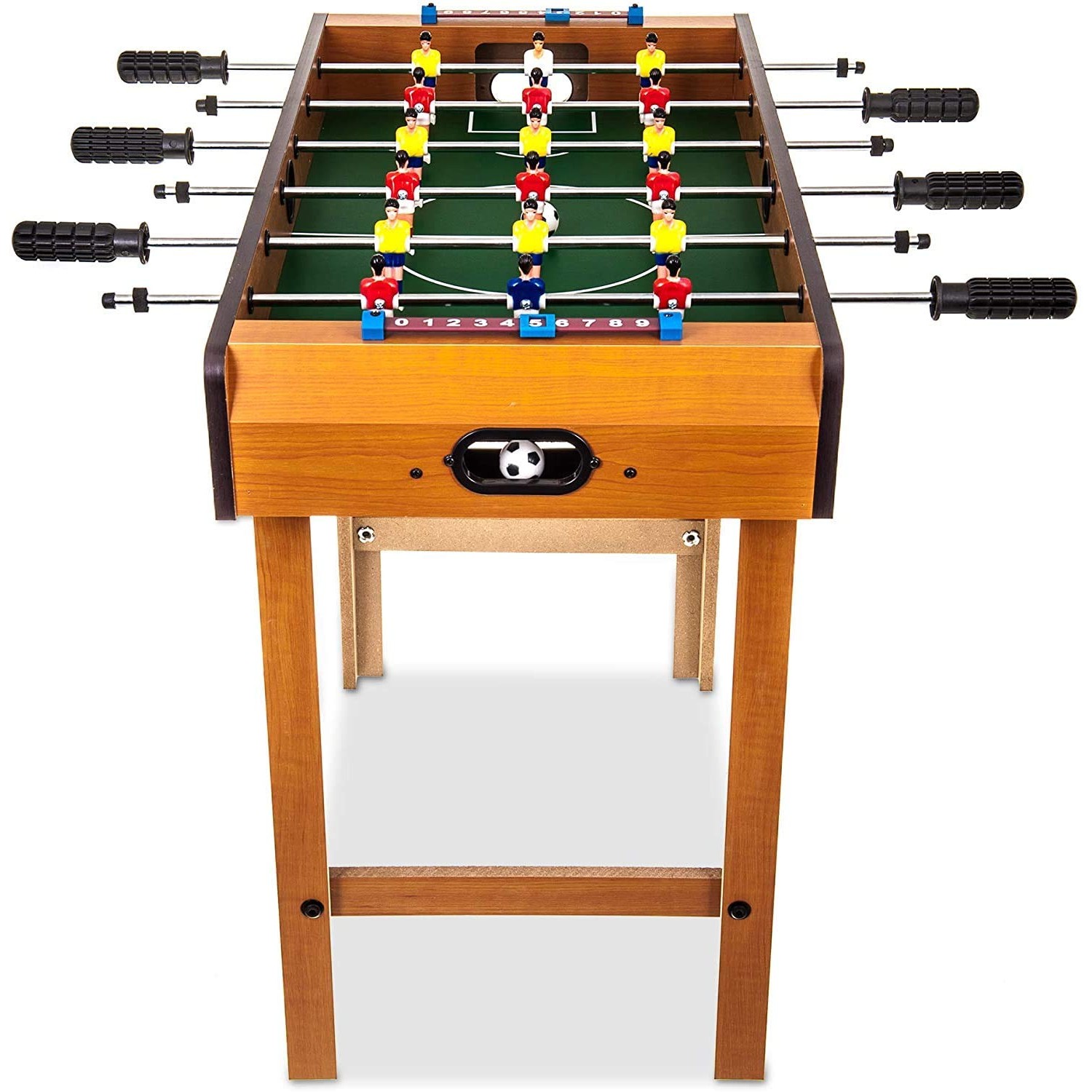 Masa de Fotbal cu Teren si 18 Jucatori 6 Manere, cu Tablou pentru Scor, din Metal, Lemn si ABS, 69 x 36.5 x 61 cm, cu Picioare, pentru copii/adulti [4]