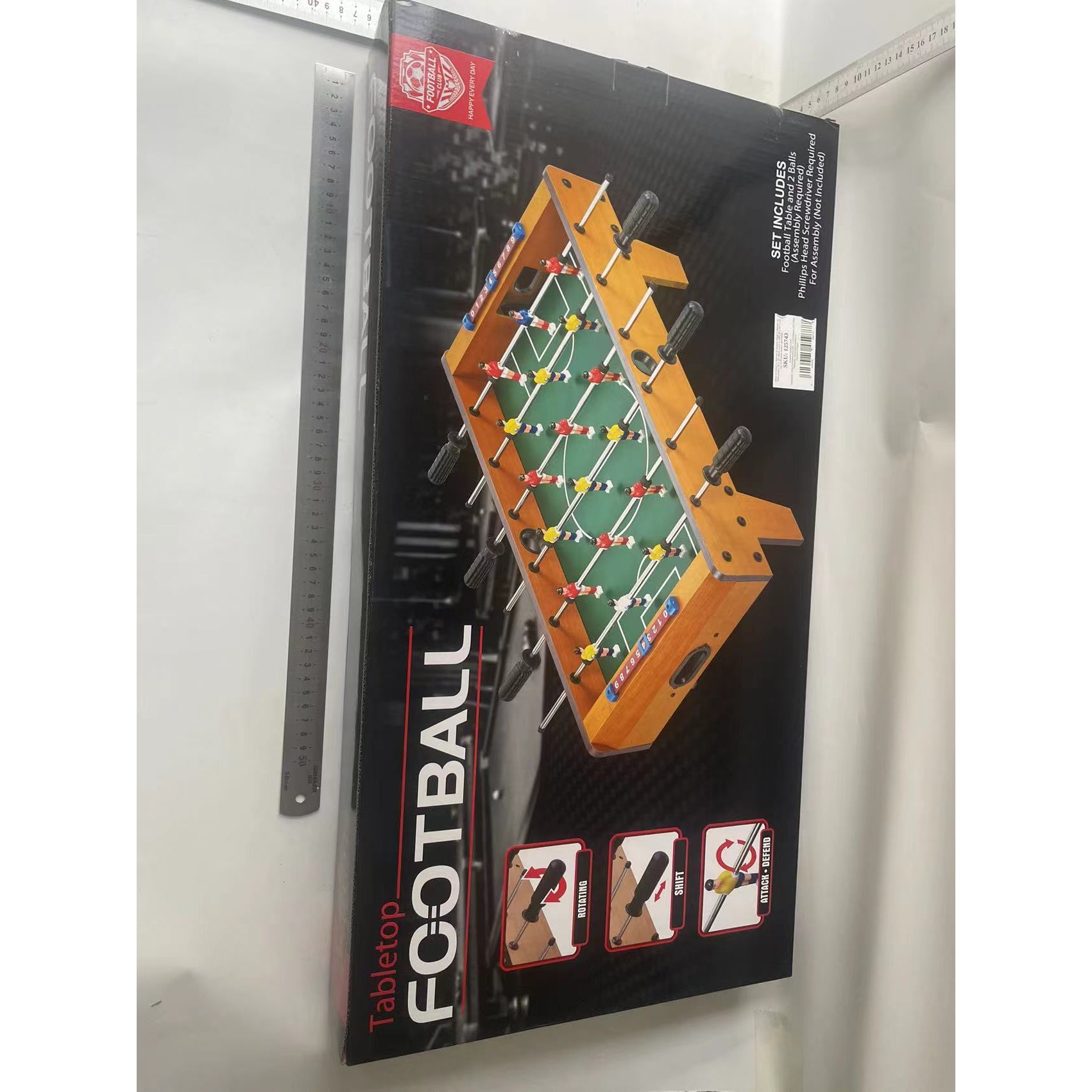 Masa de Fotbal cu Teren si 18 Jucatori 6 Manere, cu Tablou pentru Scor, din Metal, Lemn si ABS, 69 x 36.5 x 23 cm, cu Picioare, pentru copii/adulti [7]
