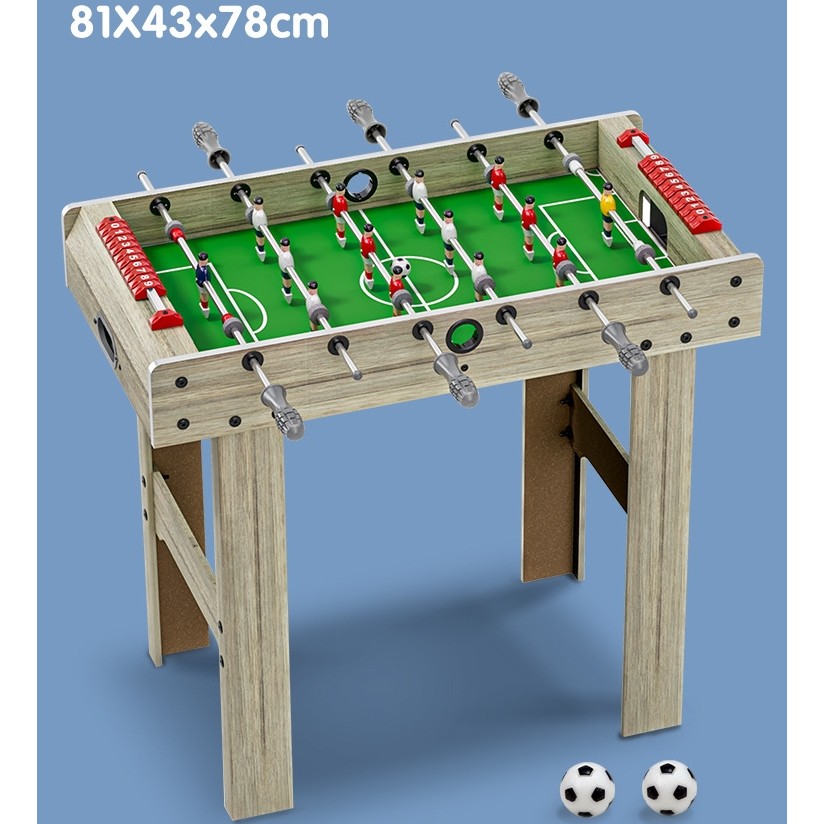 Masa de Fotbal cu Teren si 18 Jucatori 6 Manere, cu Tablou pentru Scor, din Metal, Lemn si ABS, 81 x 43 x 78 cm, cu Picioare, pentru copii/adulti, Gri [2]