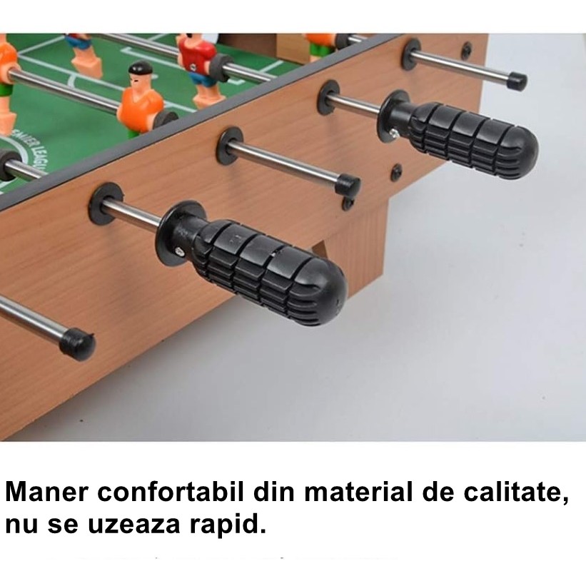 Masa de Fotbal cu Teren si 18 Jucatori 6 Manere, cu Tablou pentru Scor, din Metal, Lemn si ABS, 60.5 x 30.5 x 18.5 cm, cu Picioare, pentru copii/adulti [5]