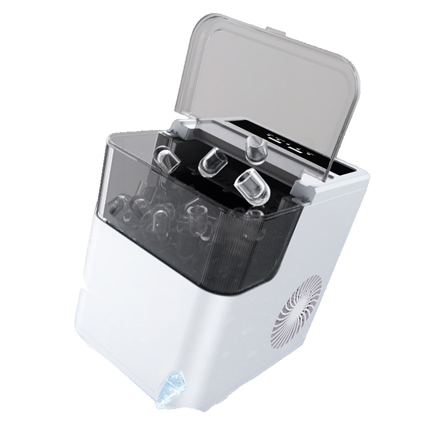 Forme cuburi de gheata - Masina de Facut Gheata, din ABS, 12 kg/24h, Capacitate 500 g, 2 Marimi, Portabil, 39 x 23 x 28 cm, Automata, Alb